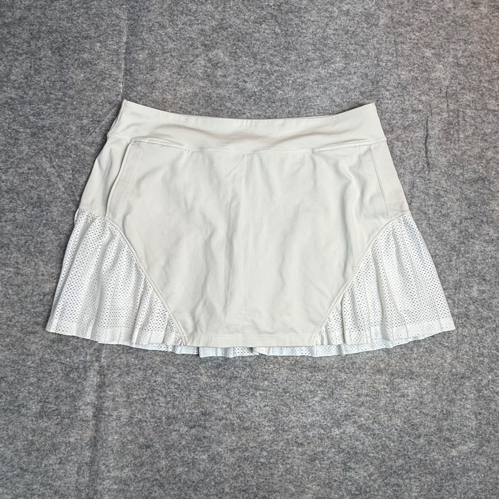 Under Armour Links Knit Skort Womens L White Mesh Pleated Tennis Golf Athletic